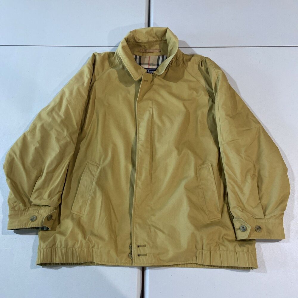 Vintage Burberrys Jacket Mens XL Yellow Nova Check Cotton Blend